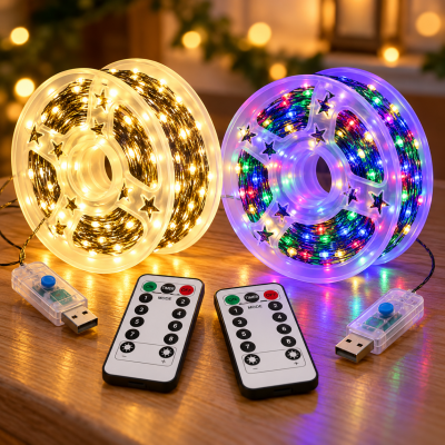 Гирлянда "Роса" 40 м 400 LED / Гирлянда с USB и пультом ДУ, зеленый провод