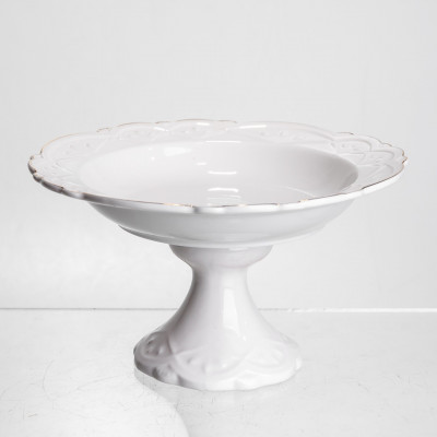 Фруктовниця на ніжці White Square 21.5 см порцелянова кругла Yiwu 120-YH-HG056