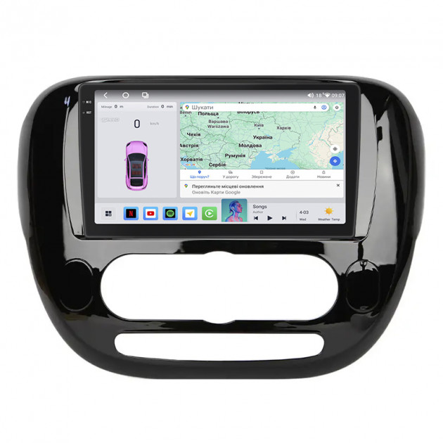 Штатная магнитола Lesko для Kia Soul II Рестайлинг 2016-2019 экран 9" 4/64 QLED CarPlay 4G Wi-Fi GPS 360 Prime