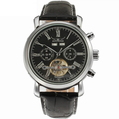 Чоловічий механічний годинник Jaragar A540 Silver-Black зі сріблястим корпусом та чорним циферблатом