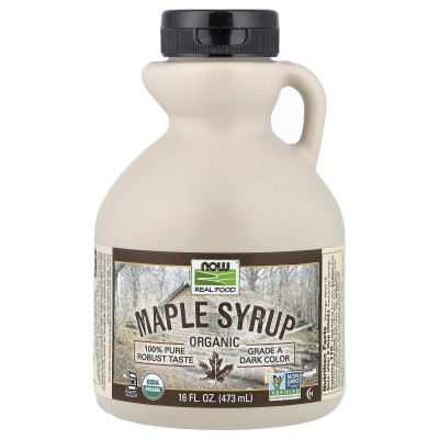 Кленовий сироп, Maple Syrup, Now Foods, Real Food, органік, клас A, темний колір, 473 мл