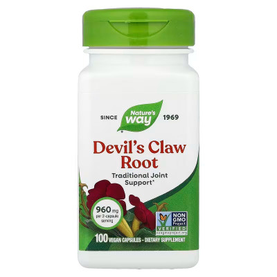 Кіготь диявола, Devil's Claw, Secondary Root, Nature's Way, бульби, 960 мг, 100 веганських капсул