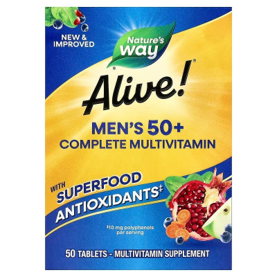 Мультивітаміни для чоловіків віком від 50 років, Alive! Men's 50+, Nature's Way, 50 пігулок