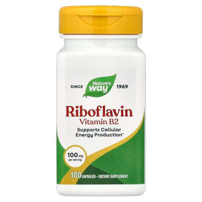 Рибофлавін, Vitamin B2, Nature's Way, 100 мг, 100 капсул