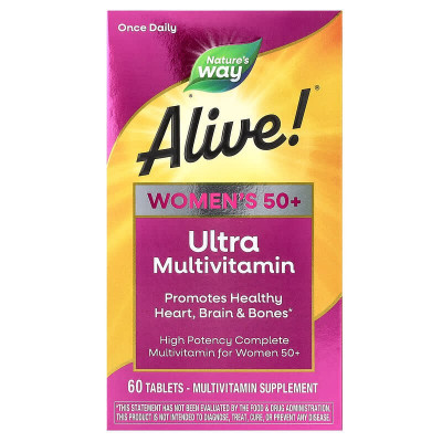 Мультивітаміни для жінок 50+, Alive! Women's 50+, Multi-Vitamin, Nature's Way, 60 таблеток