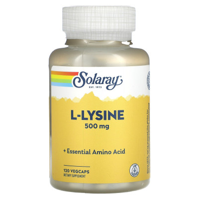 L-лізин, L-Lysine, Solaray, 500 мг, 120 вегетаріанських капсул