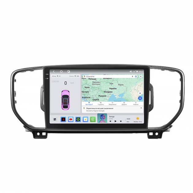 Штатная магнитола Lesko для Kia Sportage IV 2016-2018 экран 9" 4/64 QLED CarPlay 4G Wi-Fi GPS 360 Prime