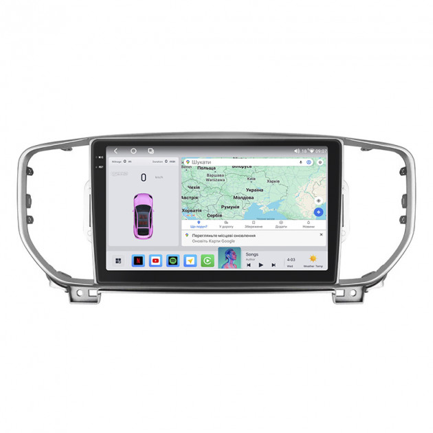Штатная магнитола Lesko для Kia Sportage IV Рестайлинг 2018-н.в. экран 9" 4/64 QLED CarPlay 4G Wi-Fi GPS 360 Prime