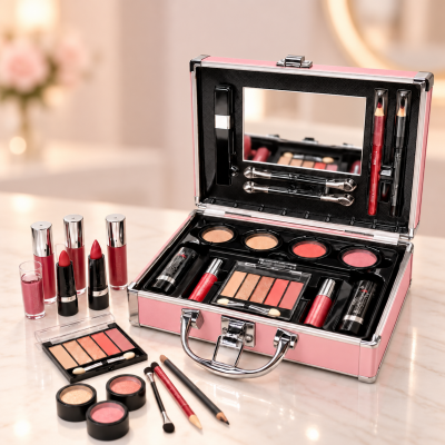 Набор для макияжа в кейс с зеркалом MISSYOUNG / Чемодан с косметикой MC1488 Makeup Set PINK