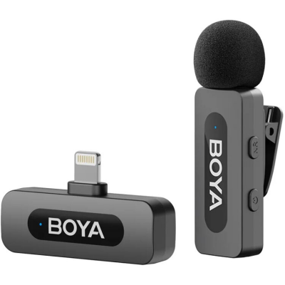 Мікрофон петличний бездротовий BOYA BY-V1 V2.0 (Lightning) black