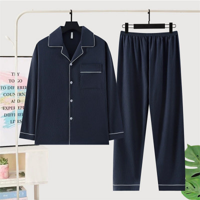 Комплект мужской пижамы 954# Dark Blue рубашка с длинным рукавом и штанами костюм для дома 2XL