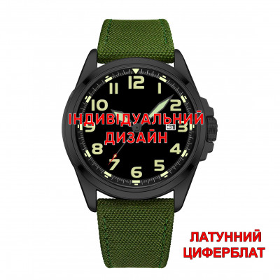 Чоловічий механічний годинник Awarder 040 Army Green-Black з сапфіровим склом та індивідуальним дизайном