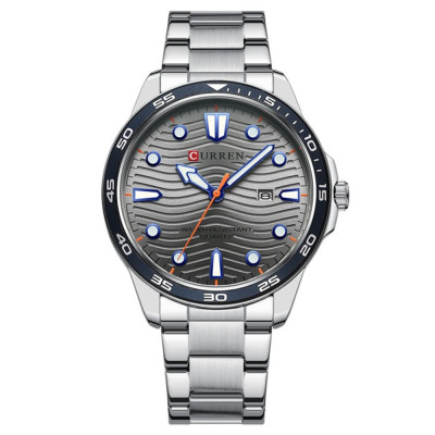 Чоловічий класичний годинник Curren 8426 Silver-Grey зі сріблястим металевим браслетом та датою