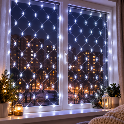 Светодиодная гирлянда-сетка 1,5×1,5м, 120 LED 8 режимов Белый