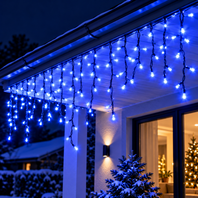 Уличная светодиодная гирлянда 200 LED / Гирлянда-бахрома IP65 10 м Синий