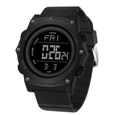 Тактичний годинник Sanda 2159 All Black з електронним циферблатом та захистом 5 ATM