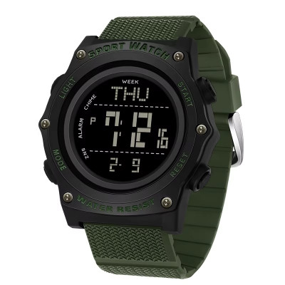 Тактичний чоловічий годинник Sanda 2159 Black-Green з електронним циферблатом та водонепроникністю 5 ATM