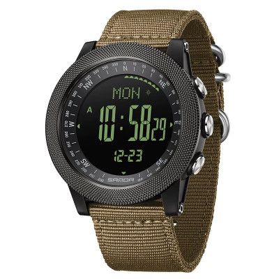 Спортивний чоловічий годинник Sanda 6369 Nylon Brown з нейлоновим ремінцем та підсвічуванням