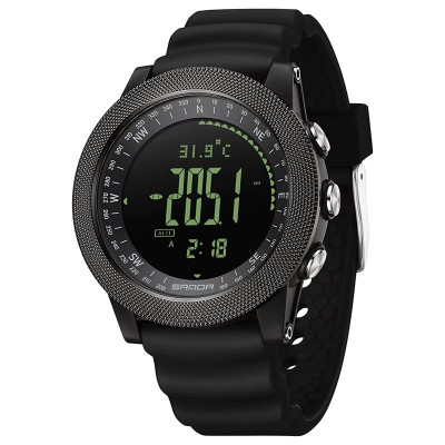 Тактичний годинник Sanda 6369 Silicone All Black з електронним циферблатом та водозахистом 5 ATM