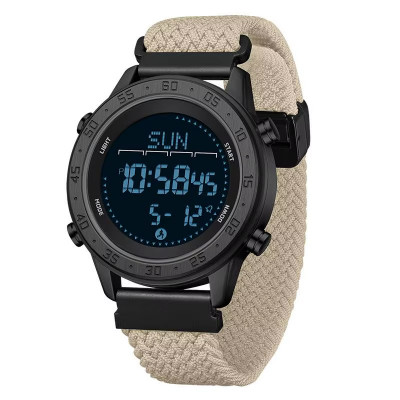 Спортивний годинник Sanda 2218 Nylon Black-Khaki з електронним циферблатом та підсвічуванням