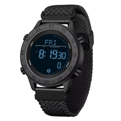 Тактичний чоловічий годинник Sanda 2218 Nylon All Black з електронним циферблатом та нейлоновим ремінцем