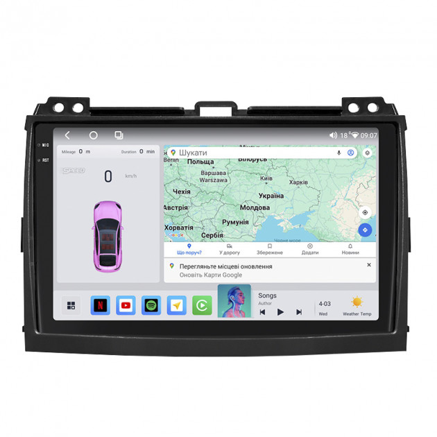 Штатная магнитола Lesko для Lexus GX I 2002-2009 экран 9" 4/64 QLED CarPlay 4G Wi-Fi GPS 360 Prime