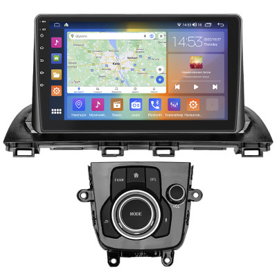 Штатная магнитола Lesko для Mazda 3 III (BM) Рестайлинг 2016-2019 экран 9" 2/32Gb CarPlay 4G Wi-Fi GPS Prime