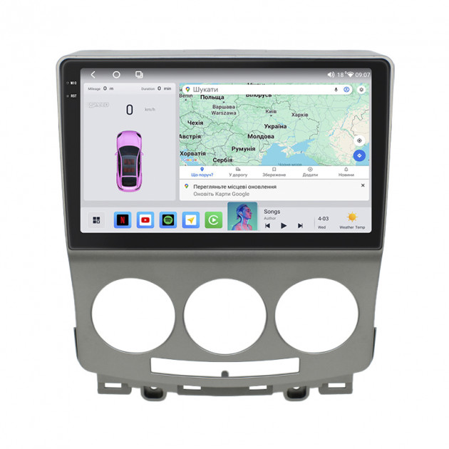 Штатная магнитола Lesko для Mazda Premacy II (CR) Рестайлинг 2007-2010 экран 9" 4/64 QLED CarPlay 4G Wi-Fi GPS 360 Prime