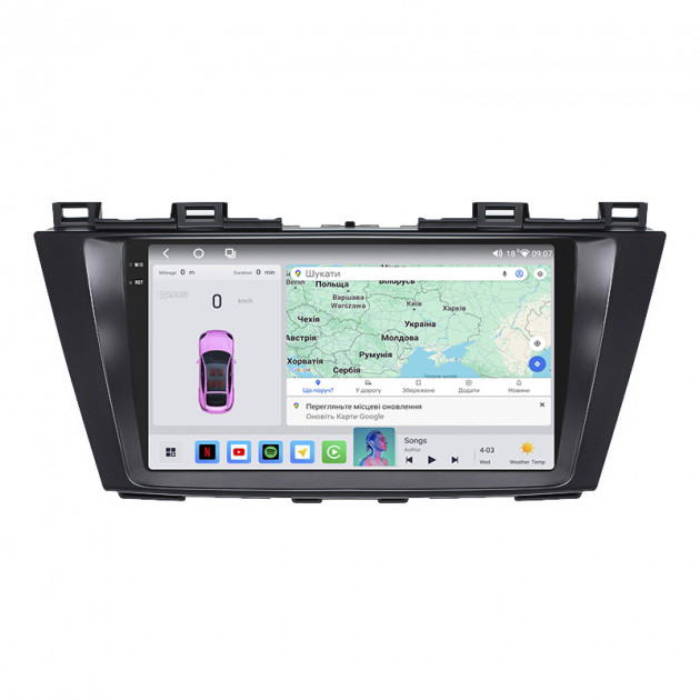 Штатная магнитола Lesko для Mazda Premacy III (CW) 2010-2017 экран 9" 4/64 QLED CarPlay 4G Wi-Fi GPS 360 Prime