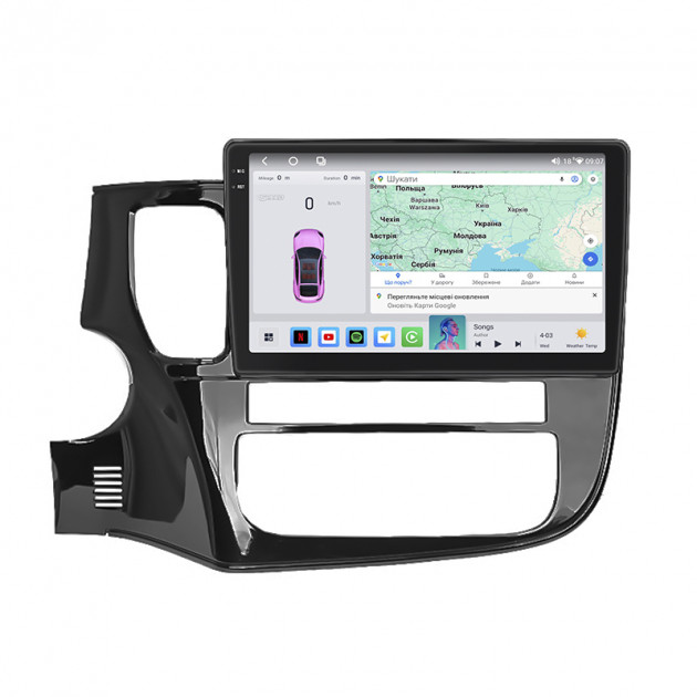 Штатная магнитола Lesko для Mitsubishi Outlander III Рестайлинг 2 2015-2018 экран 10" 4/64 QLED CarPlay 4G Wi-Fi GPS 360 Prime