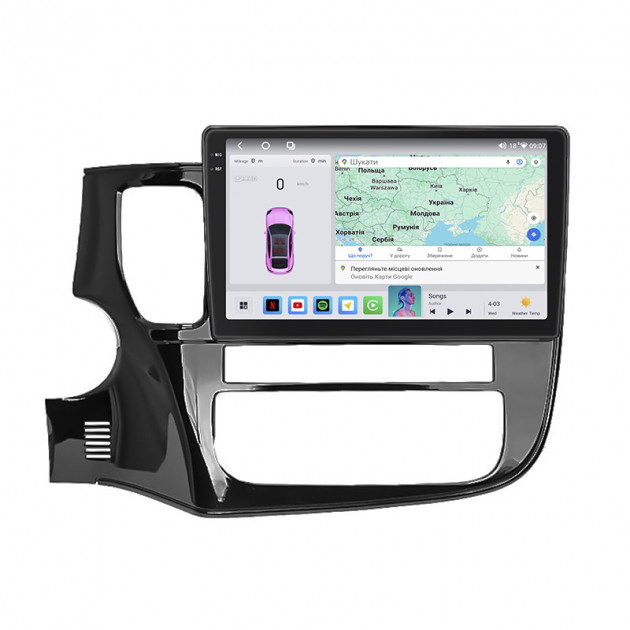 Штатная магнитола Lesko для Mitsubishi Outlander III Рестайлинг 2014-2015 экран 10" 4/64 QLED CarPlay 4G Wi-Fi GPS 360 Prime