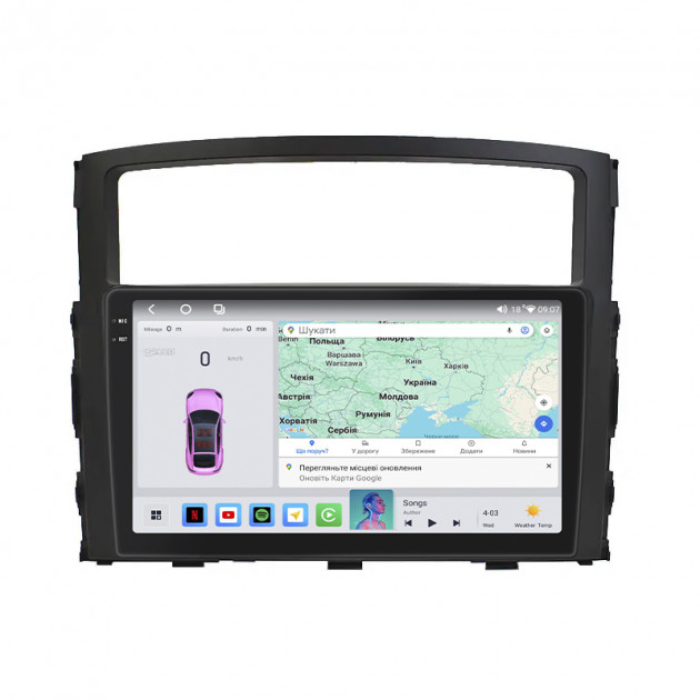 Штатная магнитола Lesko для Mitsubishi Pajero IV 2006-2011 экран 9" 4/64 QLED CarPlay 4G Wi-Fi GPS 360 Prime