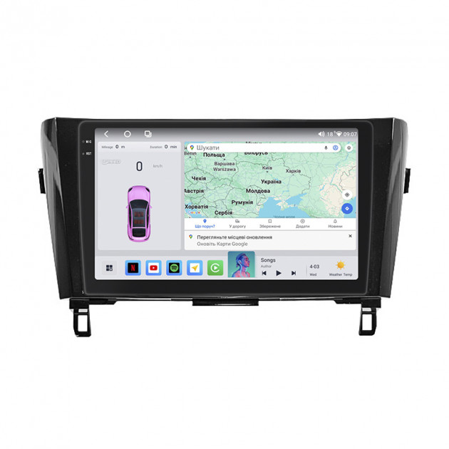 Штатная магнитола Lesko для Nissan Rogue II 2013-2016 экран 10" 4/64 QLED CarPlay 4G Wi-Fi GPS 360 Prime