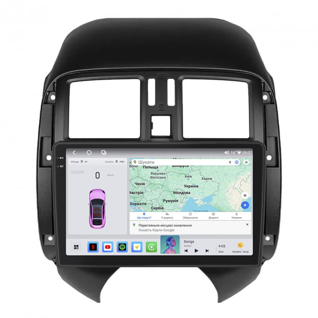 Штатная магнитола Lesko для Nissan Sunny N17 2012-2014 экран 9" 4/64 QLED CarPlay 4G Wi-Fi GPS 360 Prime