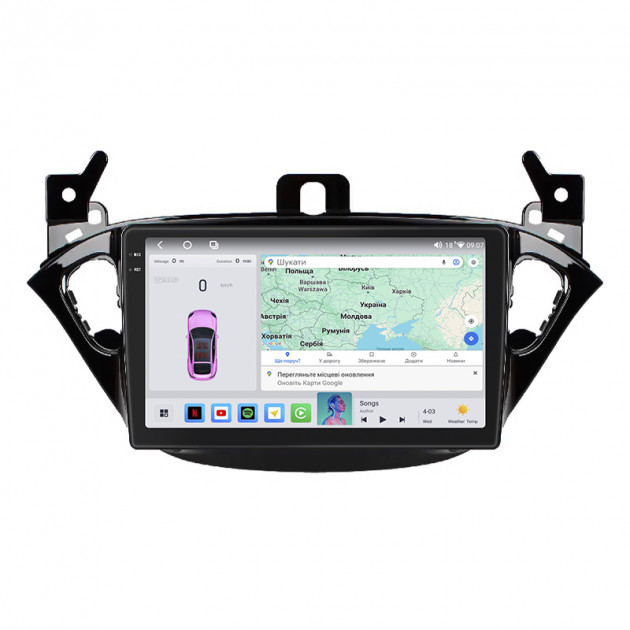 Штатная магнитола Lesko для Opel Adam I 2013-2019 экран 9" 4/64 QLED CarPlay 4G Wi-Fi GPS 360 Prime