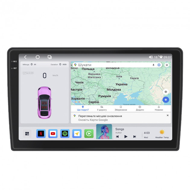 Штатная магнитола Lesko для Peugeot 107 I 2005-2009 экран 10" 4/64 QLED CarPlay 4G Wi-Fi GPS 360 Prime