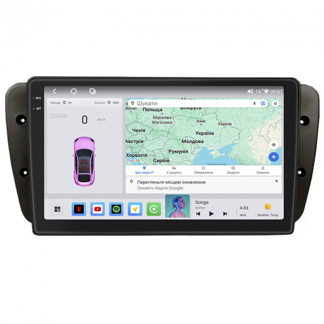 Штатная магнитола Lesko для SEAT Ibiza IV Рестайлинг 2012-2015 экран 9" 4/64 QLED CarPlay 4G Wi-Fi GPS 360 Prime
