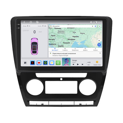 Штатная магнитола Lesko для Skoda Octavia II (A5) 2004-2009 экран 10" 4/64 QLED CarPlay 4G Wi-Fi GPS 360 Prime