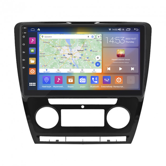 Штатная магнитола Lesko для Skoda Octavia II (A5) Рестайлинг 2008-2013 экран 10" 2/32Gb CarPlay 4G Wi-Fi GPS Prime