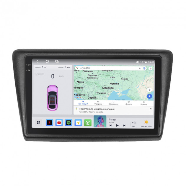 Штатная магнитола Lesko для Skoda Rapid I 2012-2017 экран 9" 4/64 QLED CarPlay 4G Wi-Fi GPS 360 Prime