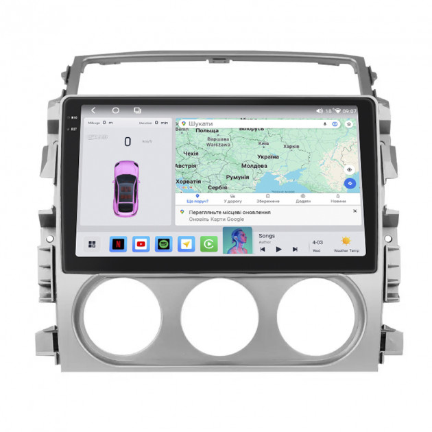 Штатная магнитола Lesko для Suzuki Liana I Рестайлинг 2004-2008 экран 9" 4/64 QLED CarPlay 4G Wi-Fi GPS 360 Prime