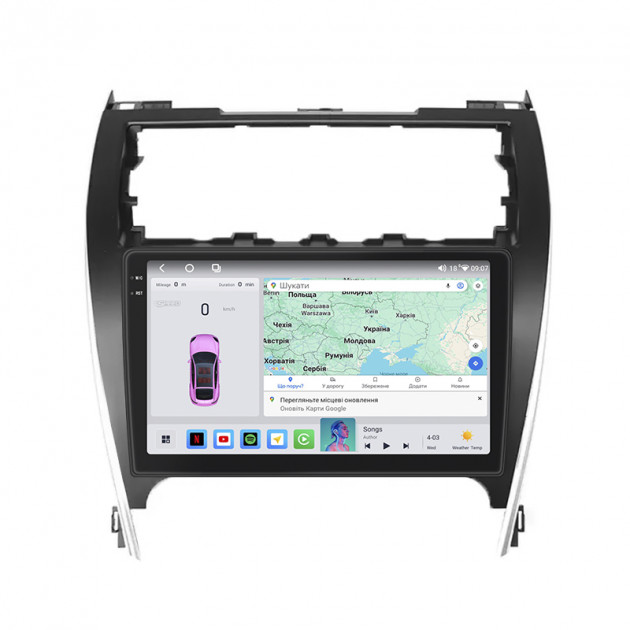 Штатная магнитола Lesko для Toyota Camry (USA) VII (V55) 2011-2015 экран 10" 4/64 QLED CarPlay 4G Wi-Fi GPS 360 Prime