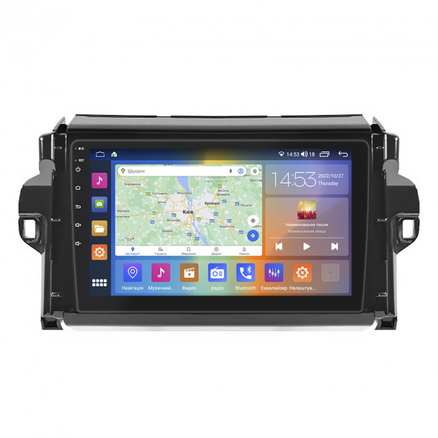 Штатная магнитола Lesko для Toyota Fortuner II 2015-2020 экран 9" 4/64Gb CarPlay 4G Wi-Fi GPS Prime