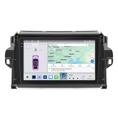 Штатная магнитола Lesko для Toyota Fortuner II 2015-2020 экран 9" 4/64 QLED CarPlay 4G Wi-Fi GPS 360 Prime