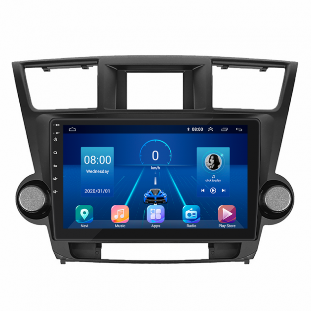 Штатная магнитола Lesko для Toyota Highlander II (U40) 2007-2010 экран 10" 4/64Gb 4G Wi-Fi GPS Top