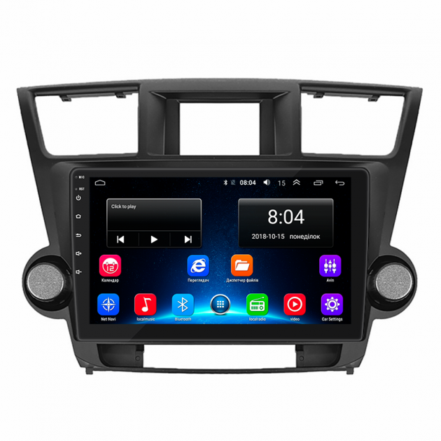 Штатная магнитола Lesko для Toyota Highlander II (U40) Рестайлинг 2010-2013 экран 10" 2/32Gb Wi-Fi GPS Base
