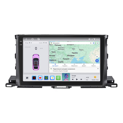 Штатная магнитола Lesko для Toyota Highlander III (U50) Рестайлинг 2016-2019 экран 10" 4/64 QLED CarPlay 4G Wi-Fi GPS 360 Prime
