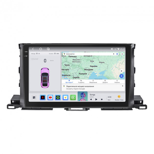 Штатная магнитола Lesko для Toyota Highlander III (U50) Рестайлинг 2016-2019 экран 10" 4/64 QLED CarPlay 4G Wi-Fi GPS 360 Prime