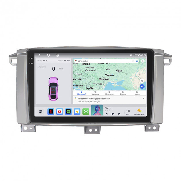 Штатная магнитола Lesko для Toyota Land Cruiser 100 Series Рестайлинг 1 2002-2005 экран 9" 4/64 QLED CarPlay 4G Wi-Fi GPS 360 Prime
