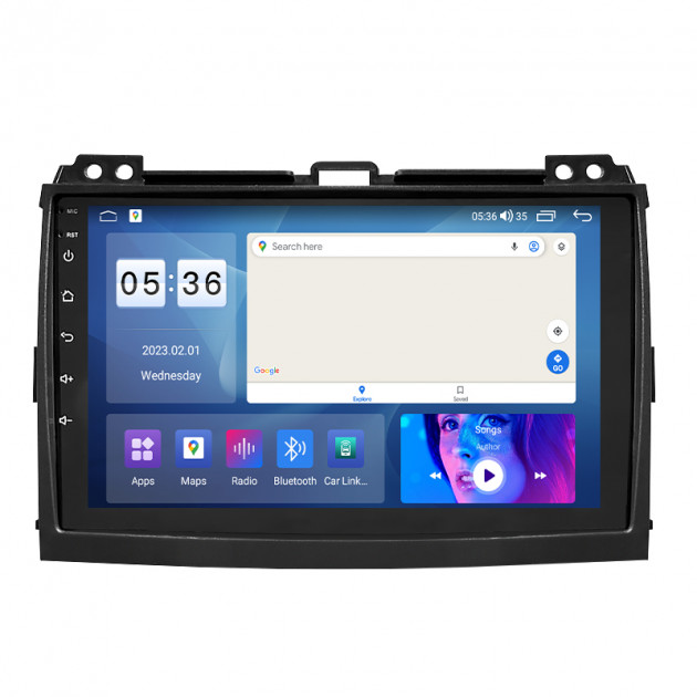 Штатная магнитола Lesko для Toyota Land Cruiser Prado 120 Series Рестайлинг 2007-2009 экран 9" 2/32Gb CarPlay 4G Wi-Fi GPS Prime